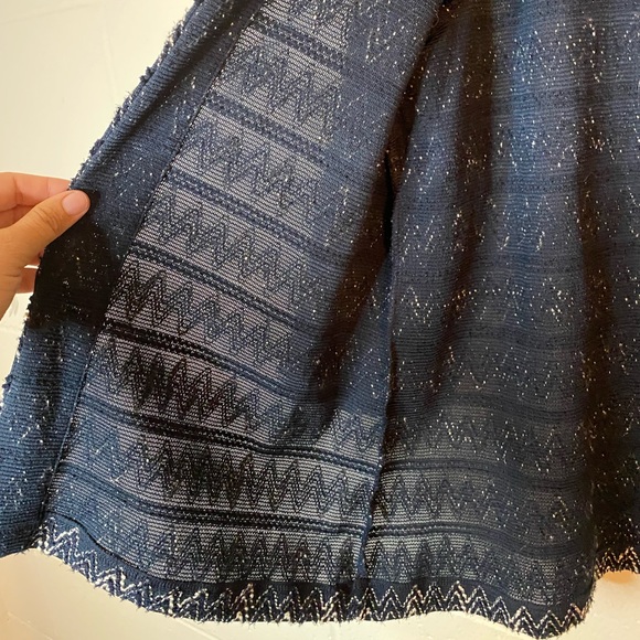 Chico’s Easywear Navy Chevron Shimmery Open Front Cardigan Size 2/Large - Picture 5 of 10